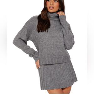 ZARA Pleated Sweater Skirt Set - Grey S NWT